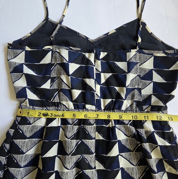 Madewell Lydia Black/Blue Triangle Trio Silk Cami Strap Dress - Picture 8 of 10